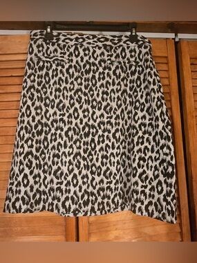 Talbots Ponte A-Line skirt Winter Leopard Print Women’s Size 10